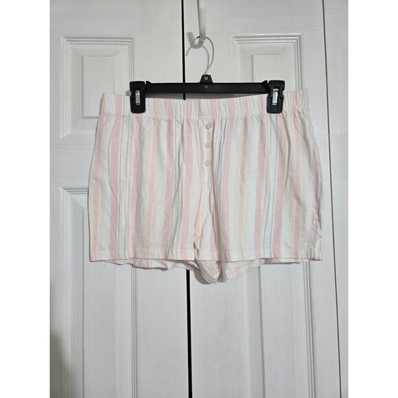Rae Dunn large women's pink striped lounge shorts - Picture 1 of 8